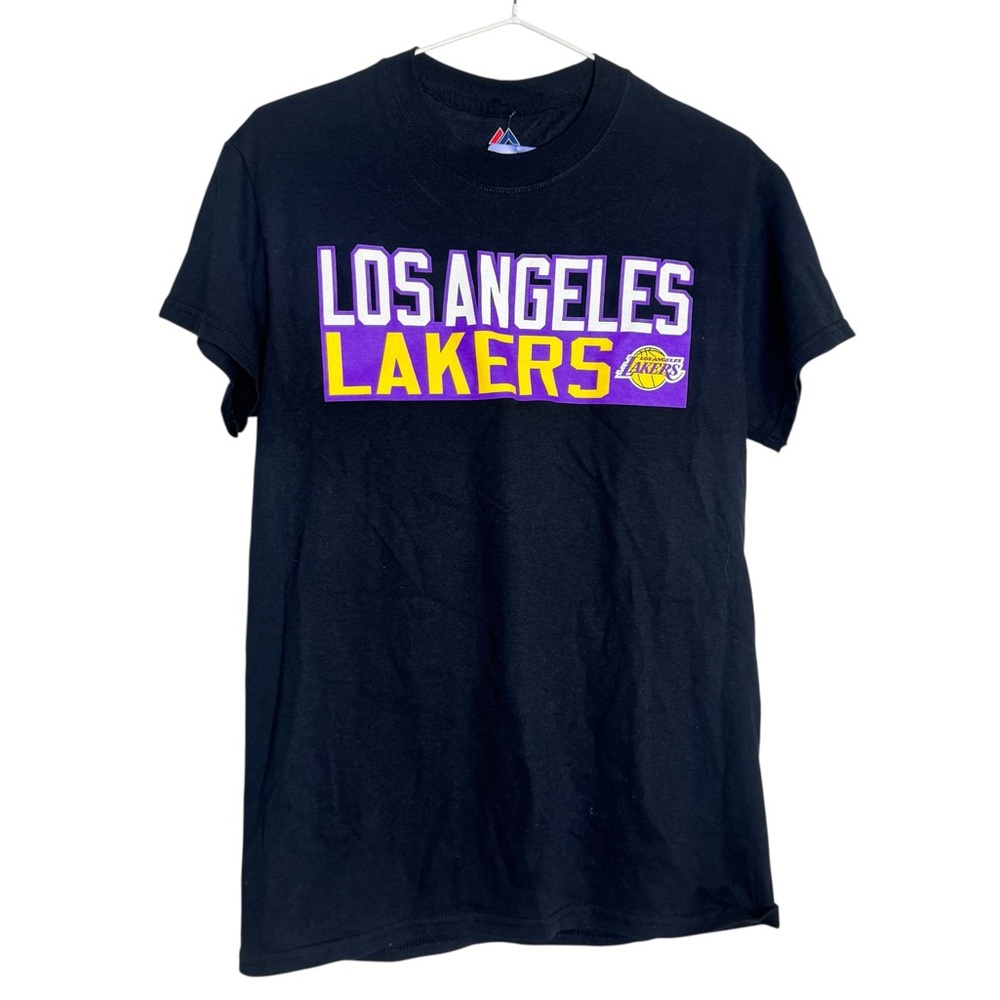 Majestic Los Angeles Lakers LeBron James 23 Black T-Shirt Mens Small NBA Graphic